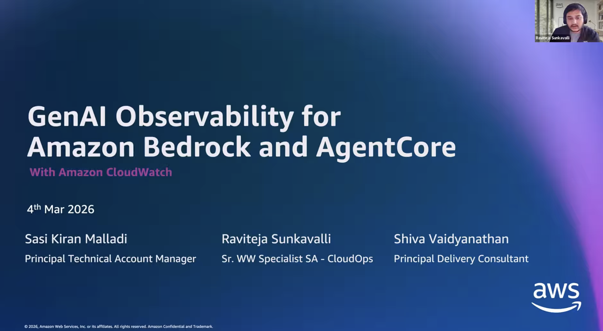 CloudWatch GenAI Observability for Amazon Bedrock and Bedrock AgentCore